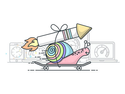 Rocket Snail design icon illustration illustrator rocket skateboard snail speed test speedometer vector