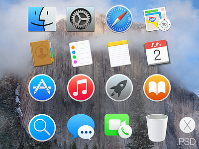 OS X Yosemite Icons apple flat free icons mac os osx psd x yosemite