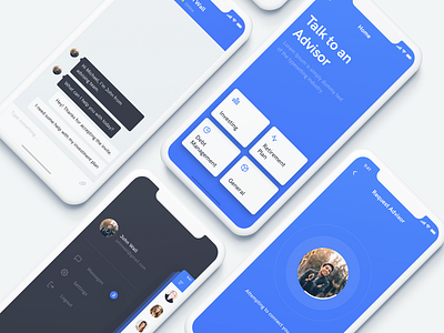 Advisor App advisor app card chat design flat iphonex minimal mobile ui ux