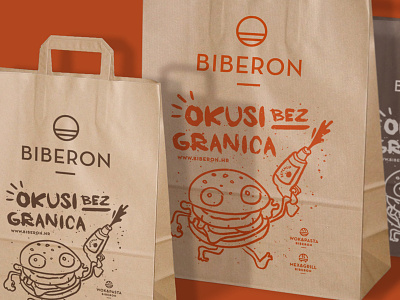 Biberon illustration logotype paperbag pencil typography
