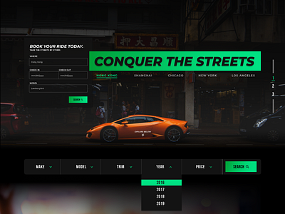Conquer the Streets - Luxury Car Rental graphic design web design work in process