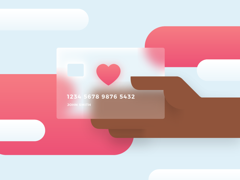 Pay With Love credit card checkout purchase heart pay flat blog vector illustration