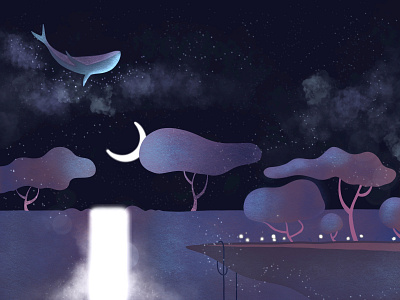 Good Night design doodle fantasy illustration ui website