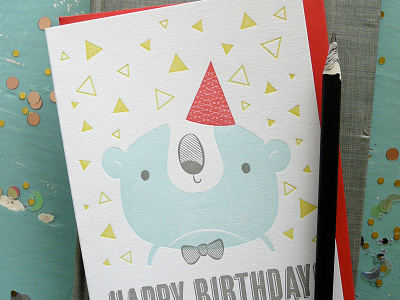 Birthday Bear Letterpress Notecard