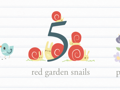 5 Red Garden Snails illustration snail wip