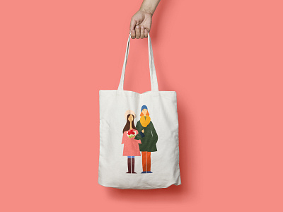 Couple Canvas Tote Bag art artwork color design drawing fashion illustration graphicdesign illustration painting print totebag