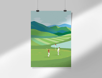 Golf art artwork color design drawing graphicdesign illustration painting poster poster design print