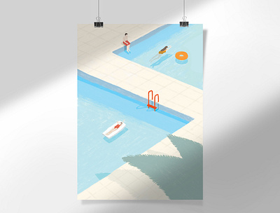 swimming pool art artwork color design drawing graphicdesign illustration painting poster print