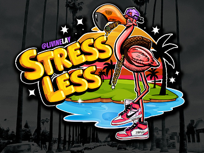 Stressless Cartoon Logo cannabisculture cannabispackaging flamingo illustration logo design losangeles mmjpackaging procreate vector womeninbusiness