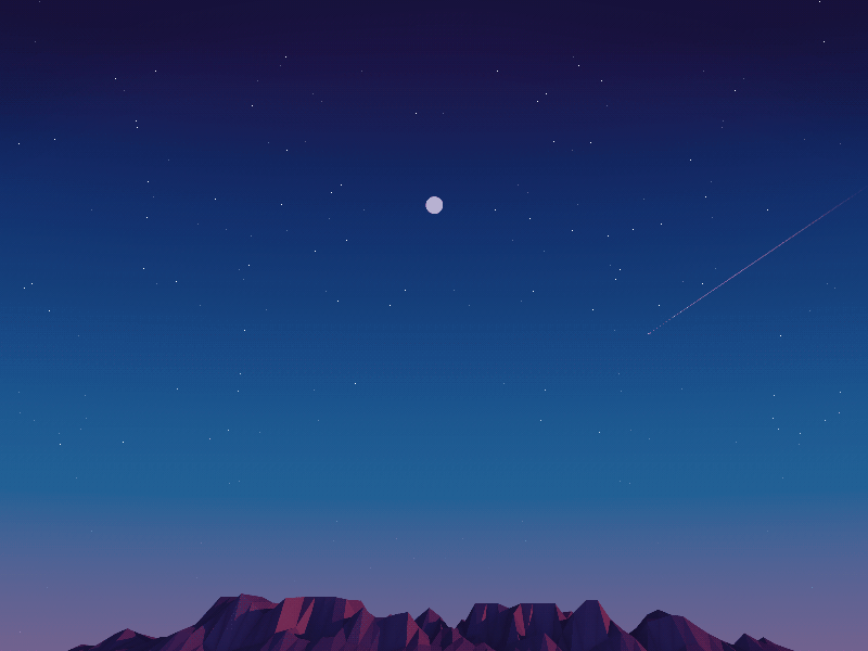 Dusk gif gradient landscape low poly moon mountains nature sky stars
