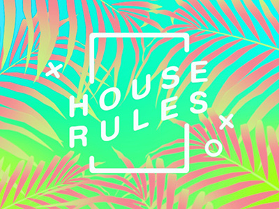 House Rules logo palm trees style frame video wip