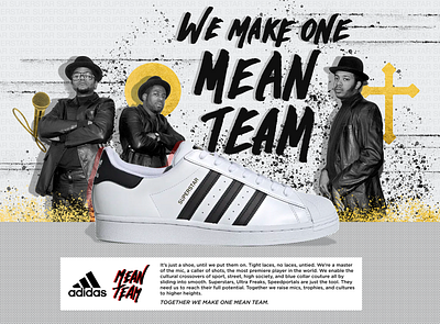 One Mean Team adidas advertising graphic design rundmc texture type typography