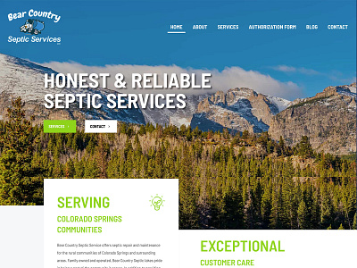 Bear Country Septic Services website parallax web designer website website concept website design wordpress
