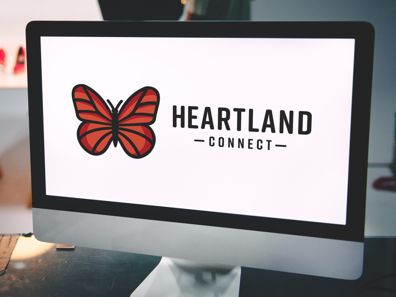 Heartland Connect Logo butterfly branding graphic design logo
