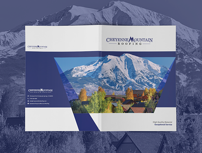 Cheyenne Mountain Roofing presentation folder brand identity branding folder graphic design marketing material presentation presentation folder