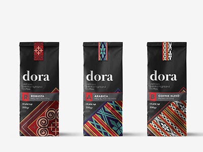 Dora coffee bag coffee packaging design tribal
