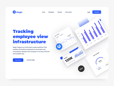 DW 014 Tracking Employee View Infractructure blue design ui ux web web design white