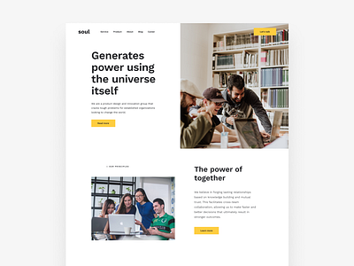 Generate PowSoul blue design ui ux web web design yellow