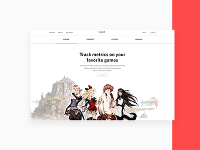 grand Homepage anime bravely default homepage metrics track ui ux web