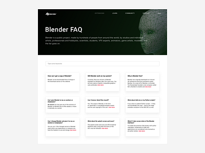 Blender FAQ page black blender faq ui ux web white