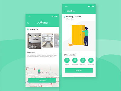 Working Space app branding design flat ios ui ux vector