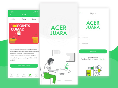 Acer Juara app branding clean design flat identity illustration ios logo minimal mobile ui ux