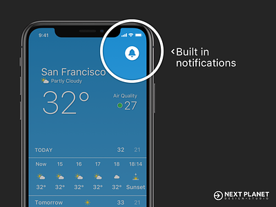 iOS Weather app with built in Notifications app design app designer ios notifications productdesign sketchapp uxdesign uxui weather