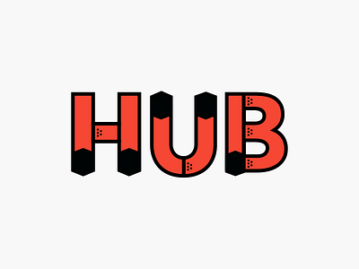 Hub Lettering black lettering logo orange type