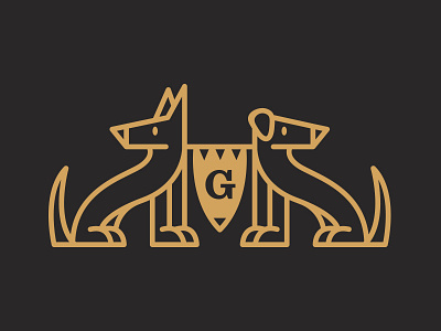 Dog Heraldry Emblem animal black dog gold herald line shape