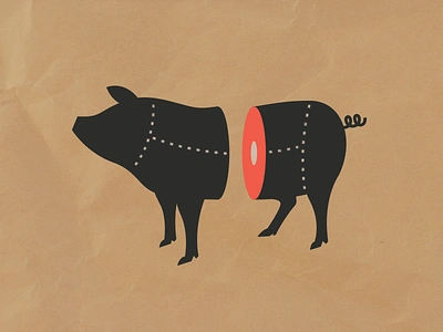 Bacon Party butcher illustration invitation logo meat pig rejected