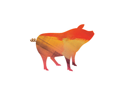 Bacon Party II color illustration orange paint pig red swine vector yellow