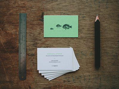 Little Digital Co Business Card business card fish gotham green ldco letterpress print wood