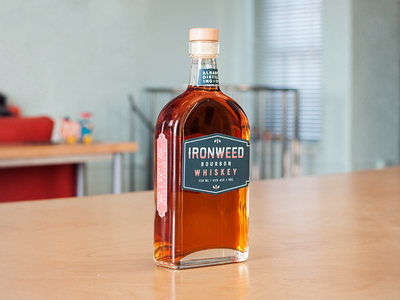Ironweed Bourbon Whiskey Packaging albany blue bottle brand distilling identity label packaging print red whiskey
