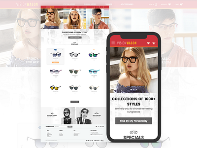Vision Wagon - Eye Wear Products design ecommerce grid homepage layout ui ux website wireframe
