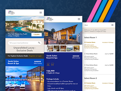 Mobile Website Design for Exclusive Travel Deal deals design ecommerce golden hotel luxury mobile offer packages travel vacation website