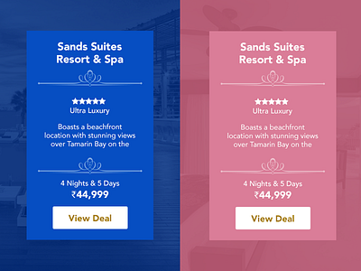 Travel Deals - Card Design blue card clean deal design minimal pink travel trip ui widgets