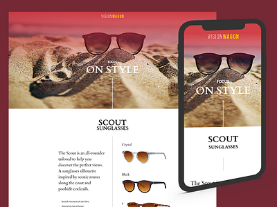 Sunglasses Landing Page clean landing page layout minimal page product page sunglasses typography ui website