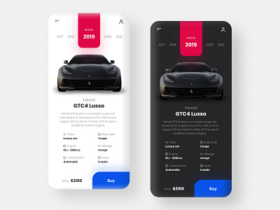 Ferrari car mobile app UI design