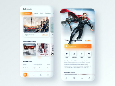 Online movie streaming mobile app design app design gradient ios app design mobile app movie neumorphism soft ui streaming