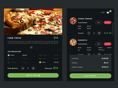 Restaurant Design button cart page checkout page cooking app creative design dark food app food order graphic design mobile app payment page pizza restaurant app restaurant website shopping typography ui ux webapp