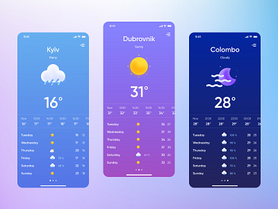 Weather App concept ios mobile ui