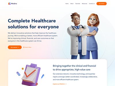 Healthcare Platform website header 3d design healthcare website helathcare illustration landing landing page ui