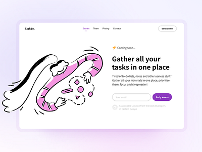 Taskdo. Landing Page Concept with Illustration brash color illustration landing design landing page lovely pink todo ui