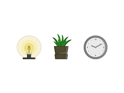 Home icons bulb cactus clock color decoration home icons illustration inline lamp plant pot watch