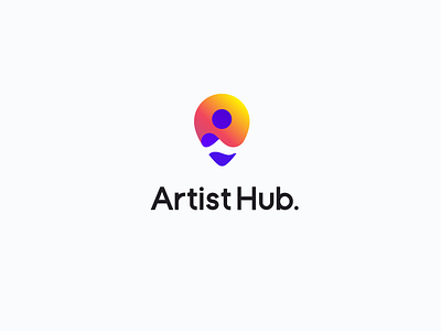Artist Hub. artist balloon branding flat hub icon illustration illustrator logo minimal parachute typography ui vector website