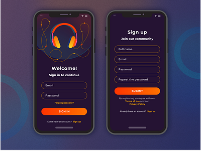 Sign up page for podcasts app @001 @challenge @daily ui @dailyui @dailyui001 @mobile @signin @signup