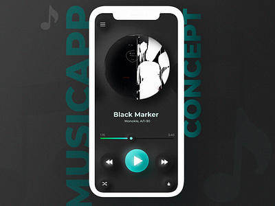 music applicatoin concept app design minimal skeuomorphism ui