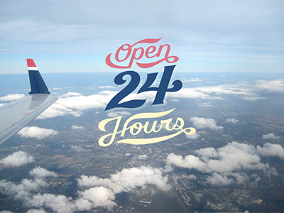 Open 24 Hours lettering script type treatment typography