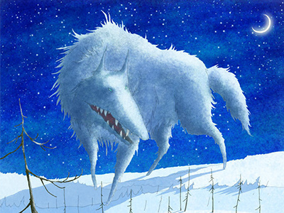 White wolf book illustration art artist book digital hand illustration white wolf winter