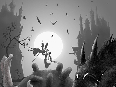 Book illustration art artist book dark digital eclipse fairytale fantasy hand illustration moon